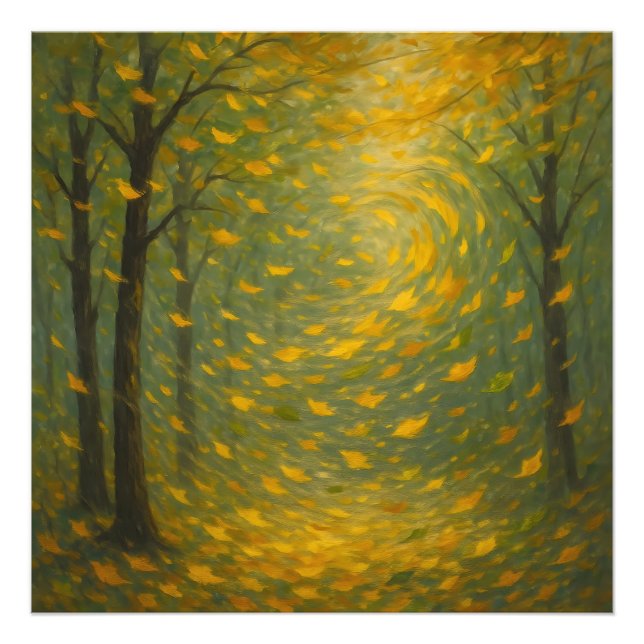 Impression Photo La Danse de l'Automne Doré : Un Tourbillon de Feui (Devant)