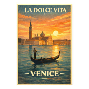 Impression Photo La Dolce Vita - Affiche de voyage vintage Venise