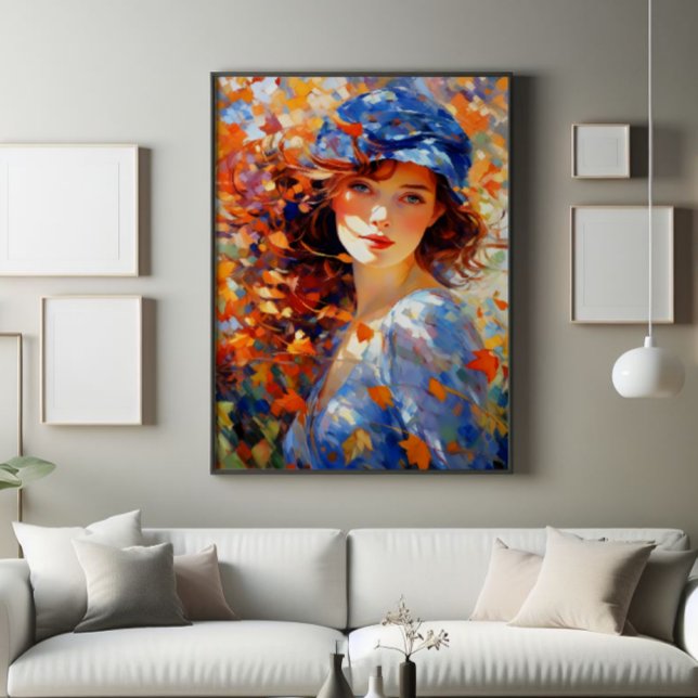 Impression Photo La fille et l'automne quittent l'impressionnisme (Créateur téléchargé)