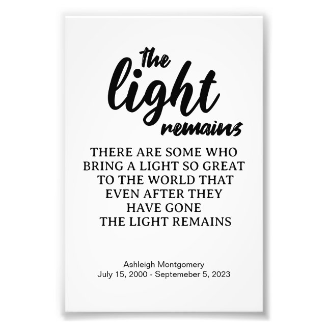 Impression Photo La lumière reste le mémorial funéraire (Devant)