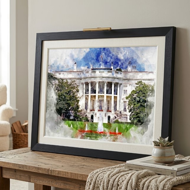 Impression Photo La Maison Blanche à Washington DC – Façade Sud (The White House in Washington DC – Southern Facade. Photo Print)