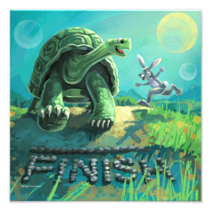 Impression Photo La mignonne tortue et l'art du lièvre