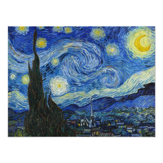 Impression Photo La nuit étoilée, 1889 par Vincent van Gogh (Devant)