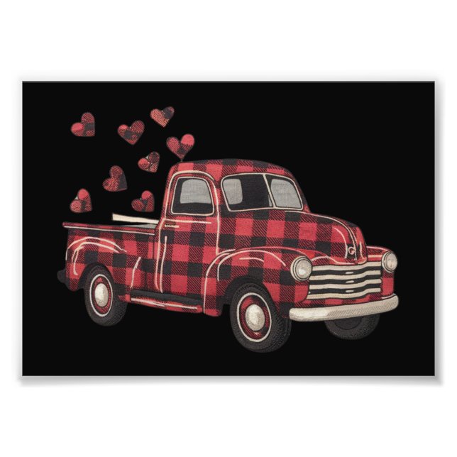 Impression Photo La Saint-Valentin Camion Drôle Buffalo Plaid Léopa (Devant)