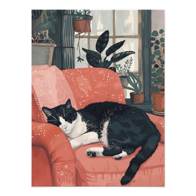 Impression Photo La sieste tropicale : Chat douillet dans la Jungle (Devant)