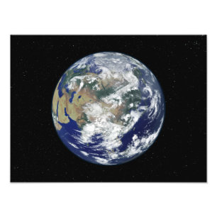 Impression Photo La Terre entièrement éclairée centrée sur l'Asie