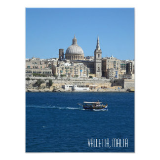 Impression Photo La Valette Skyline Luzzu Bateau de pêche Malte Scè