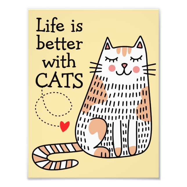 Impression Photo La vie est meilleure avec des chats Doodle (Devant)