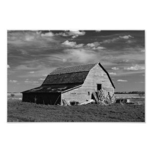 Impression Photo La vieille grange - noir et blanc