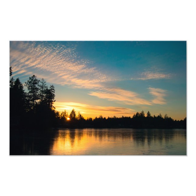 Impression Photo Lac gelé au coucher du soleil (Devant)