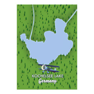 Impression Photo lac Kochelsee, carte d'Allemagne 