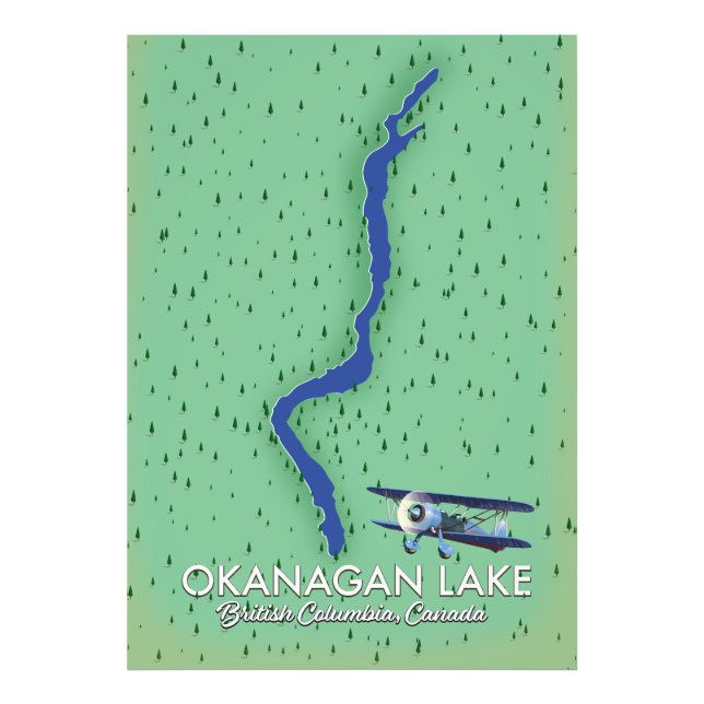 Impression Photo Lac Okanagan Colombie-Britannique Carte du Canada (Devant)