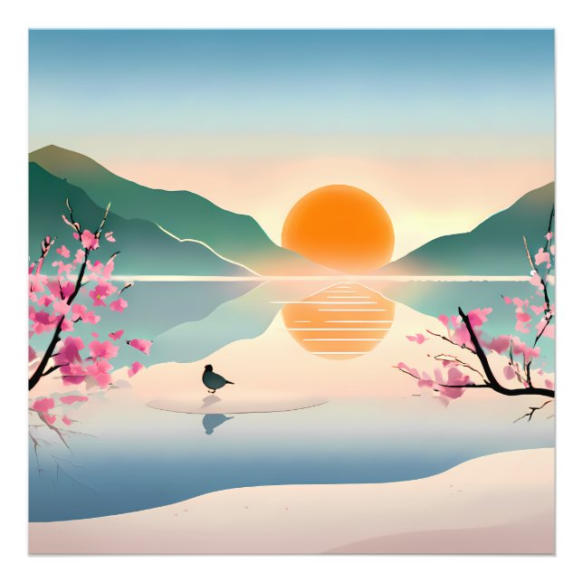 Impression Photo Lac Sunrise Zen Minimaliste (Devant)