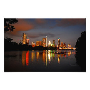 Impression Photo Ladybird Lake Austin Texas Night Skyline