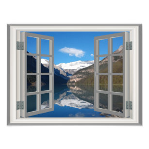 Impression Photo Lake Louise Mountain Reflection Lac Faux Window