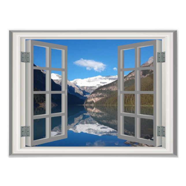 Impression Photo Lake Louise Mountain Reflection Lac Faux Window (Devant)