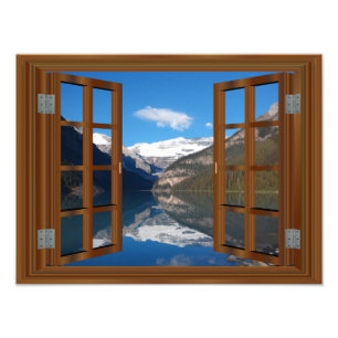 Impression Photo Lake Louise Mountain Reflection Lac Faux Window