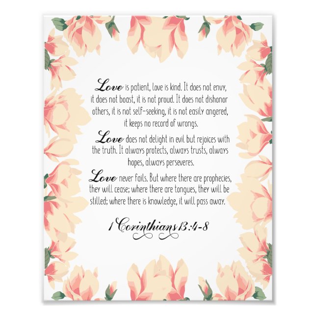 Impression Photo L'amour est patient, l'amour est gentil,1 Corinthi (Devant)