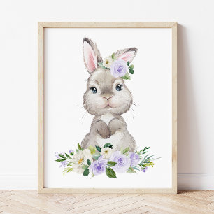 Impression Photo Lapin, Animaux De Ferme, Fleurs Lilacées, Neutre S