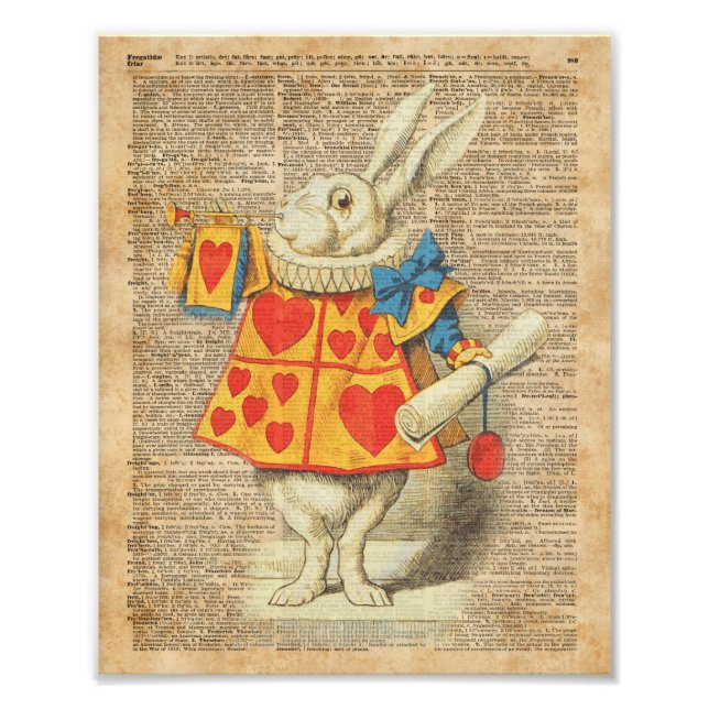 Impression Photo Lapin blanc Alice dans l'illustration de cru du (Devant)