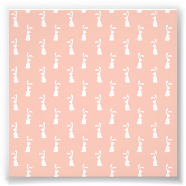 Impression Photo Lapin Blanc Joyeuses Pâques Féminin Rose Pastel Pr (Devant)
