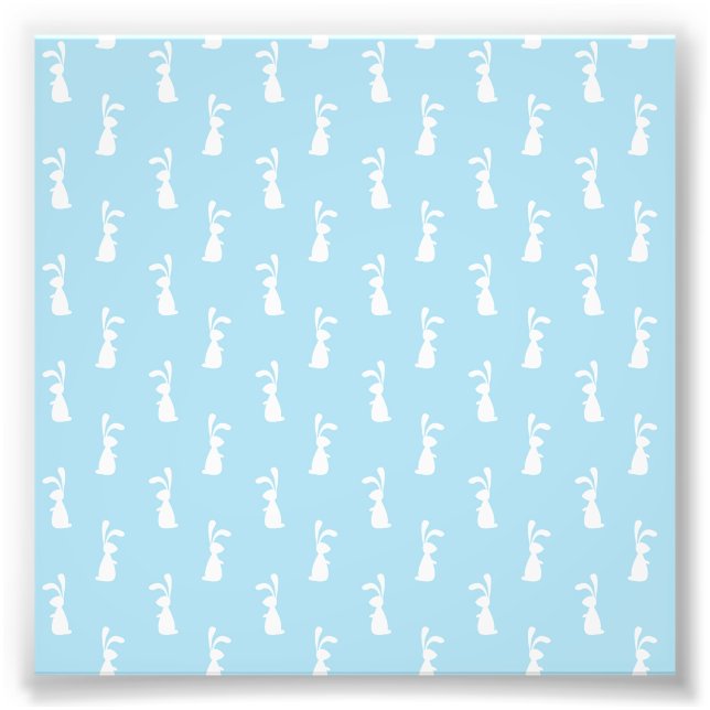 Impression Photo Lapin de Pâques aux oreilles blanches pastel bleu  (Devant)