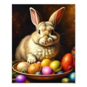 Impression Photo Lapin de Pâques Brown baroque avec oeufs