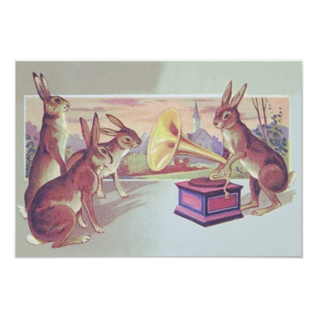Impression Photo Lapin de Pâques Gramophone Phonographe (Devant)