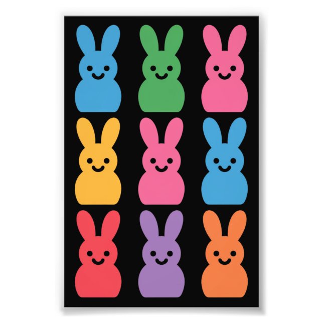 Impression Photo Lapin de Pâques Œufs Carreaux Léopard (Devant)