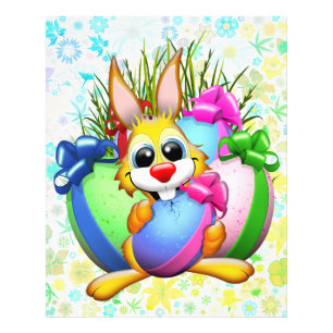 Impression Photo Lapin drôle mordant un œuf de Pâques