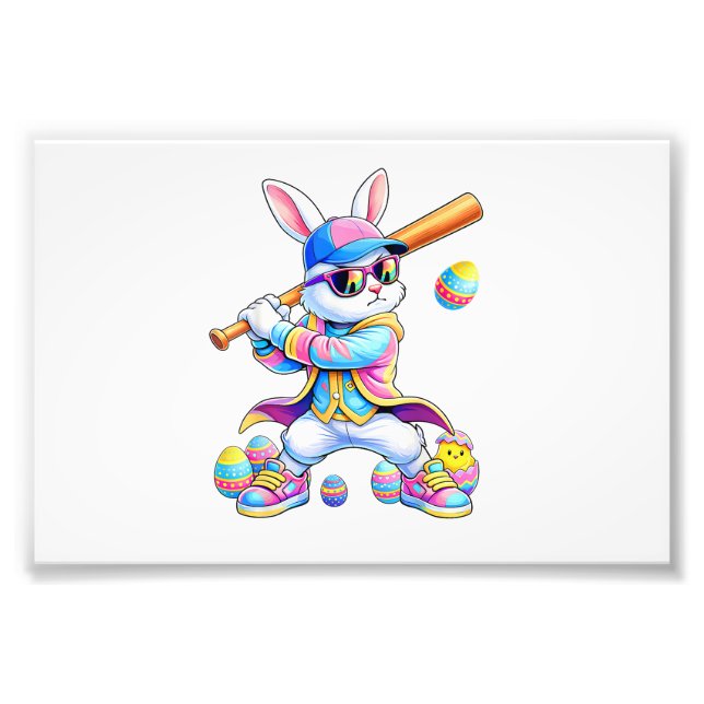 Impression Photo Lapin drôle Tie Dye Baseball Pâques Lapin Hommes G (Devant)