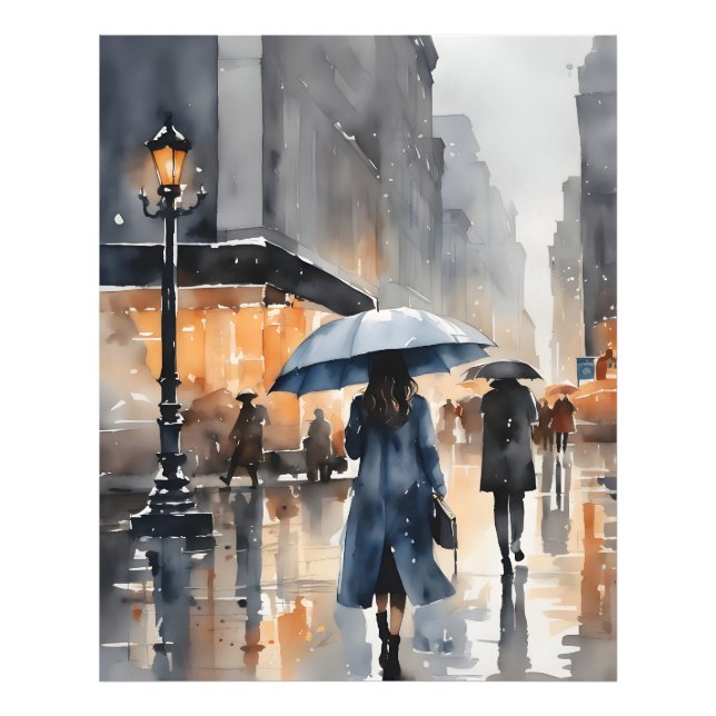 Impression Photo L'aquarelle de la ville pluvieuse (Devant)