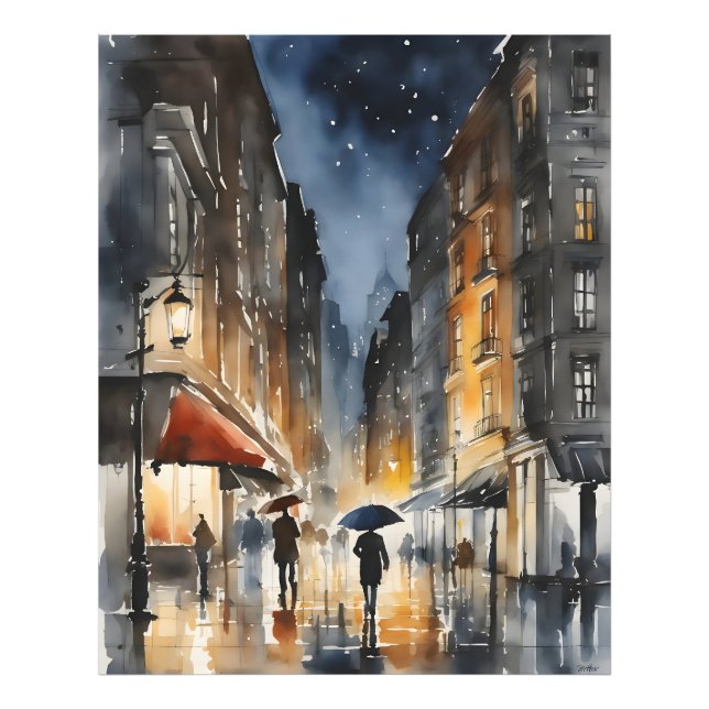 Impression Photo L'aquarelle de la ville pluvieuse (Devant)