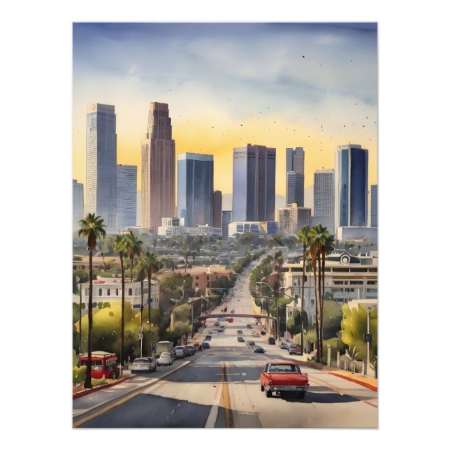 Impression Photo L'aquarelle de Los Angeles (Devant)