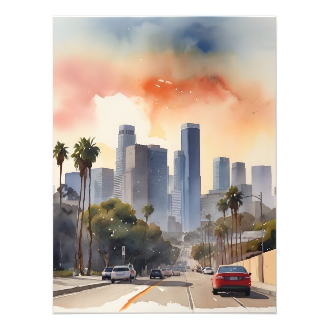 Impression Photo L'aquarelle de Los Angeles (Devant)