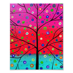 Impression Photo L'arbre de la vie fleurit la peinture
