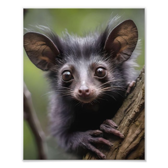 Impression Photo Large Eyed Aye Aye Dans Un Arbre, (Devant)