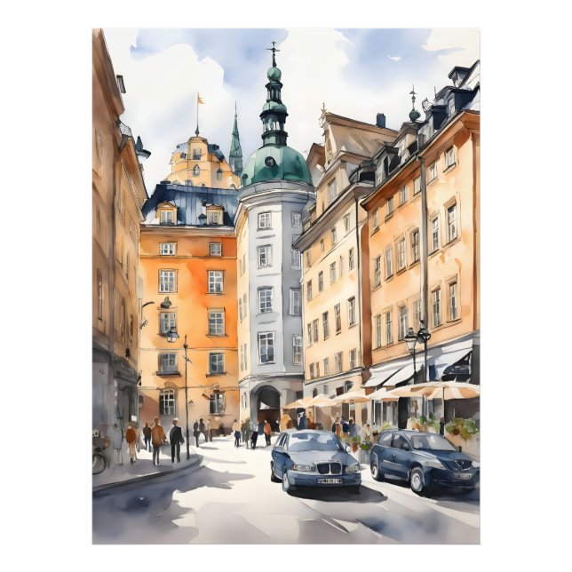 Impression Photo L'art de l'aquarelle de Stockholm (Devant)