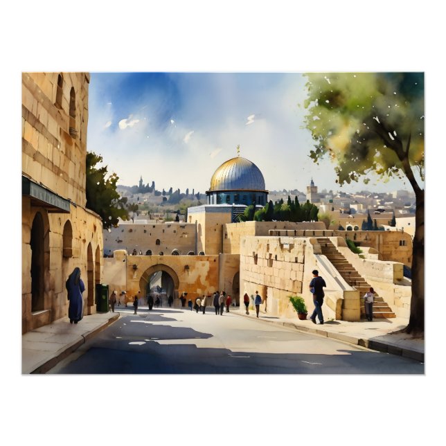 Impression Photo L'art de l'aquarelle Jérusalem Israël (Devant)