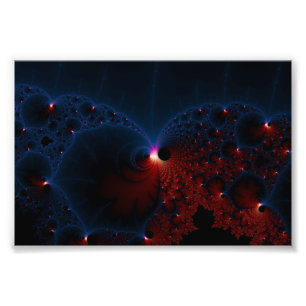 Impression Photo L'art fractal des cellules bleues rouges