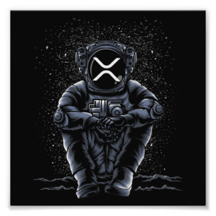 Impression Photo L'Astronaute Assis Ripple XRP Crypto À La Lune