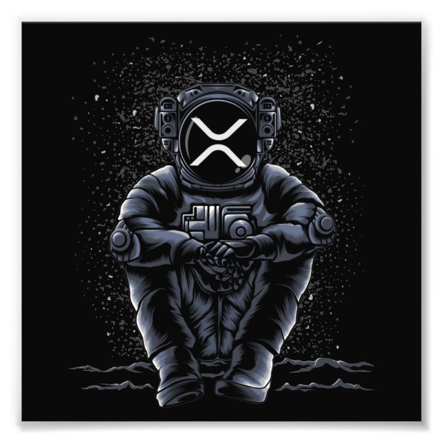 Impression Photo L'Astronaute Assis Ripple XRP Crypto À La Lune (Devant)
