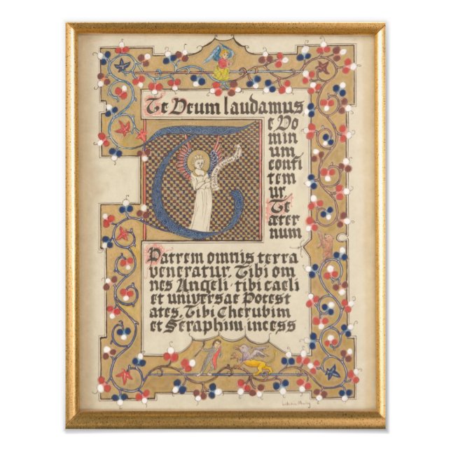 Impression Photo Latin Hymn Style médiéval Calligraphie illuminée (Devant)