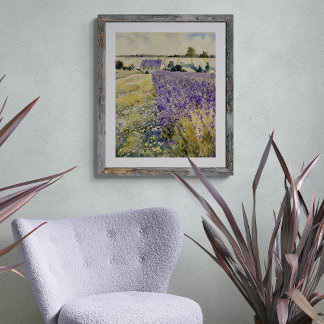 Impression Photo  Lavender Field Watercolor