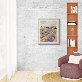 Impression Photo Lavender Field Watercolor Painting