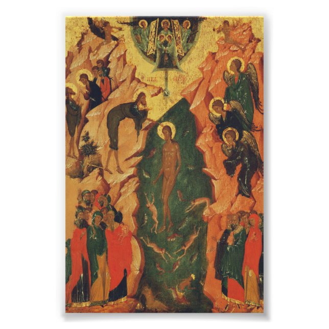Impression Photo Le baptême du Christ icône byzantine (Devant)