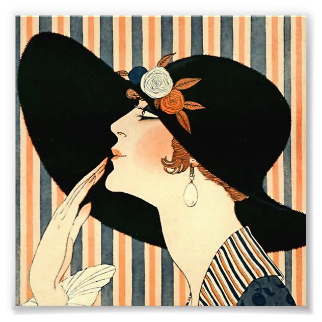 Impression Photo « Le Chapeau Noir » Art Déco de George Barbier (Devant)