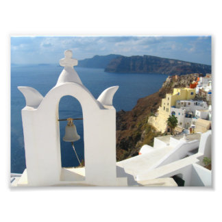 Impression Photo Le clocher de Santorin au soleil de l'après-midi