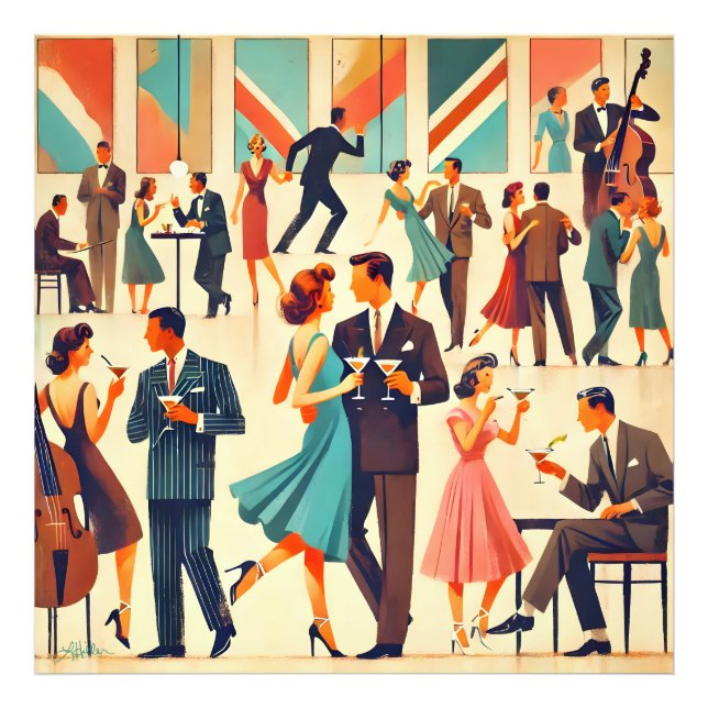 Impression Photo Le Club Martinis Moderne Du Milieu Du Siècle (Devant)