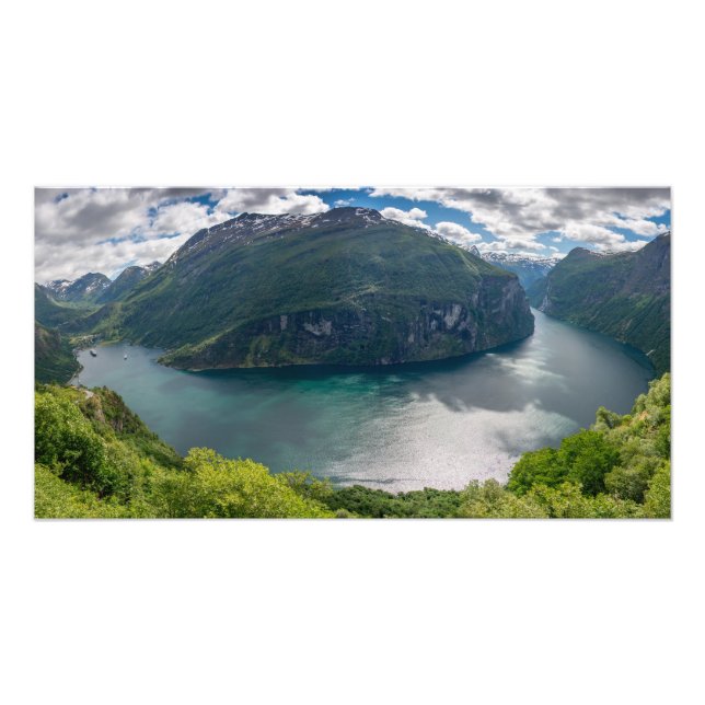 Impression Photo Le Geirangerfjord complet en panorama imprimé (Devant)